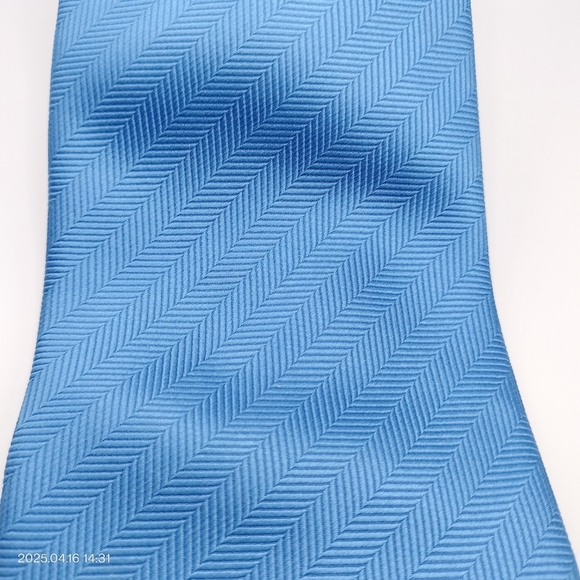 CHAPS Necktie Silk Light Blue Men's Tie Striped Textured Formal Classic Handmade - Picture 2 of 7
